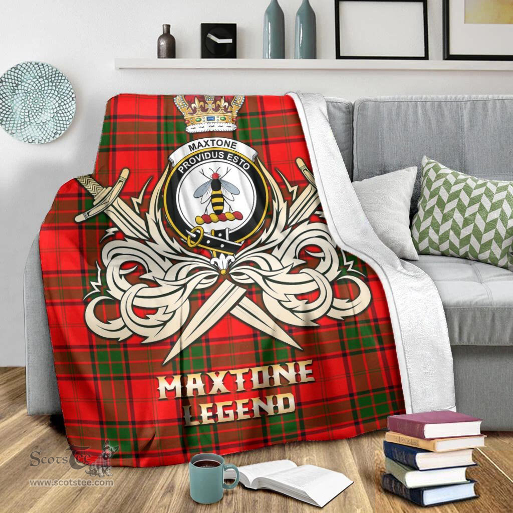 ScotsTee Shop Scottish Maxtone Clan Crest Tartan Blanket The Golden Sword of Courageous Legacy Blanket