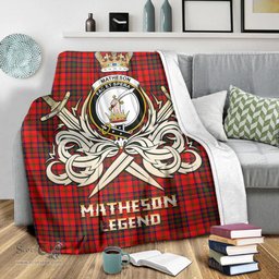 ScotsTee Shop Scottish Matheson Modern Clan Crest Tartan Blanket The Golden Sword of Courageous Legacy Blanket