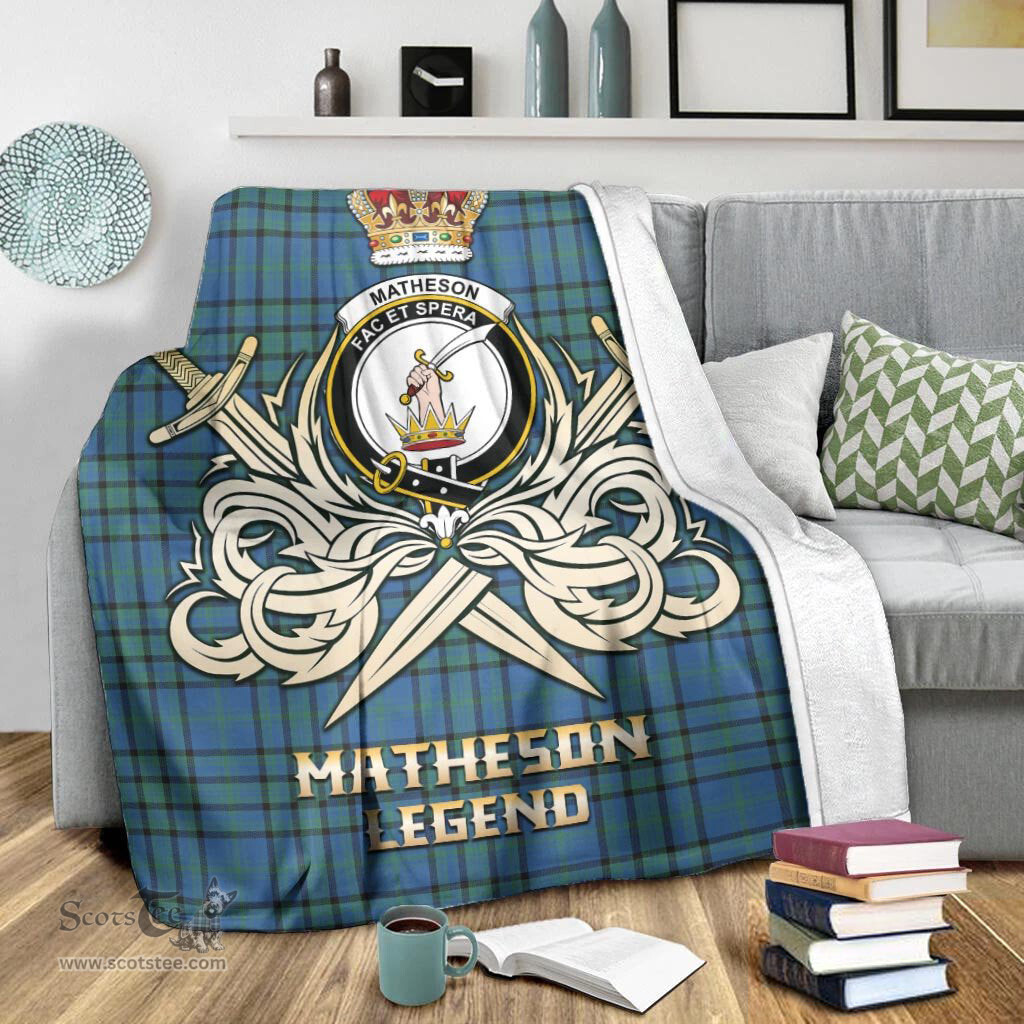 ScotsTee Shop Scottish Matheson Hunting Ancient Clan Crest Tartan Blanket The Golden Sword of Courageous Legacy Blanket