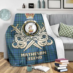 ScotsTee Shop Scottish Matheson Hunting Ancient Clan Crest Tartan Blanket The Golden Sword of Courageous Legacy Blanket