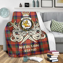 ScotsTee Shop Scottish Nicolson Ancient Clan Crest Tartan Blanket The Golden Sword of Courageous Legacy Blanket