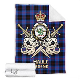 ScotsTee Shop Scottish Maule Clan Crest Tartan Blanket The Golden Sword of Courageous Legacy Blanket