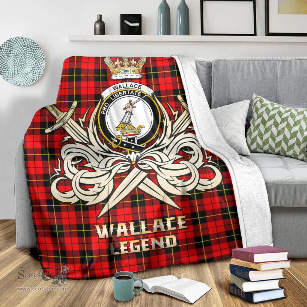 ScotsTee Shop Scottish Wallace Hunting Red Clan Crest Tartan Blanket The Golden Sword of Courageous Legacy Blanket