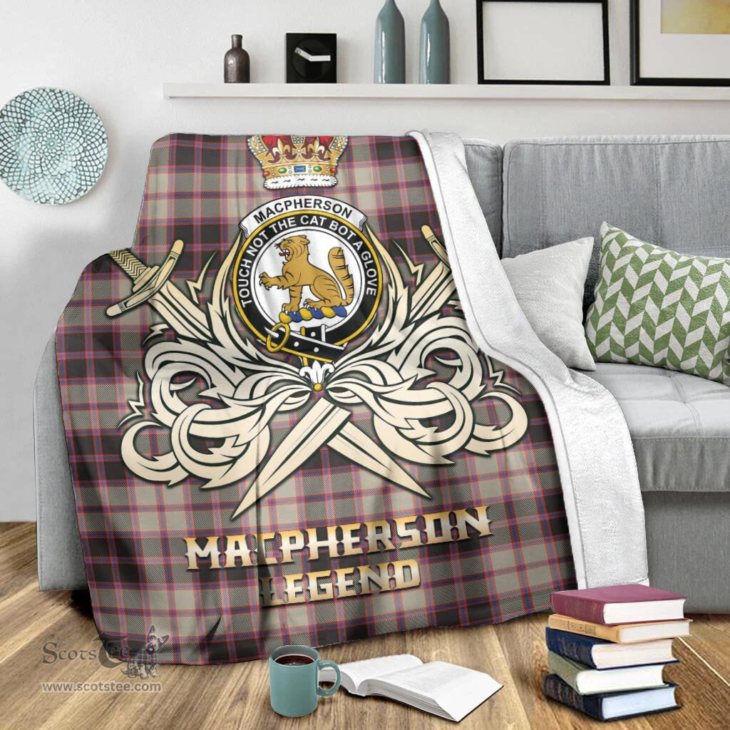 ScotsTee Shop Scottish MacPherson Hunting Ancient Clan Crest Tartan Blanket The Golden Sword of Courageous Legacy Blanket