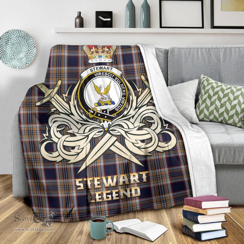 ScotsTee Shop Scottish Stewart Navy Clan Crest Tartan Blanket The Golden Sword of Courageous Legacy Blanket