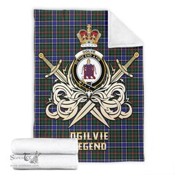ScotsTee Shop Scottish Ogilvie (Ogilvy) Hunting Modern Clan Crest Tartan Blanket The Golden Sword of Courageous Legacy Blanket