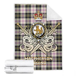 ScotsTee Shop Scottish MacPherson Dress Ancient Clan Crest Tartan Blanket The Golden Sword of Courageous Legacy Blanket