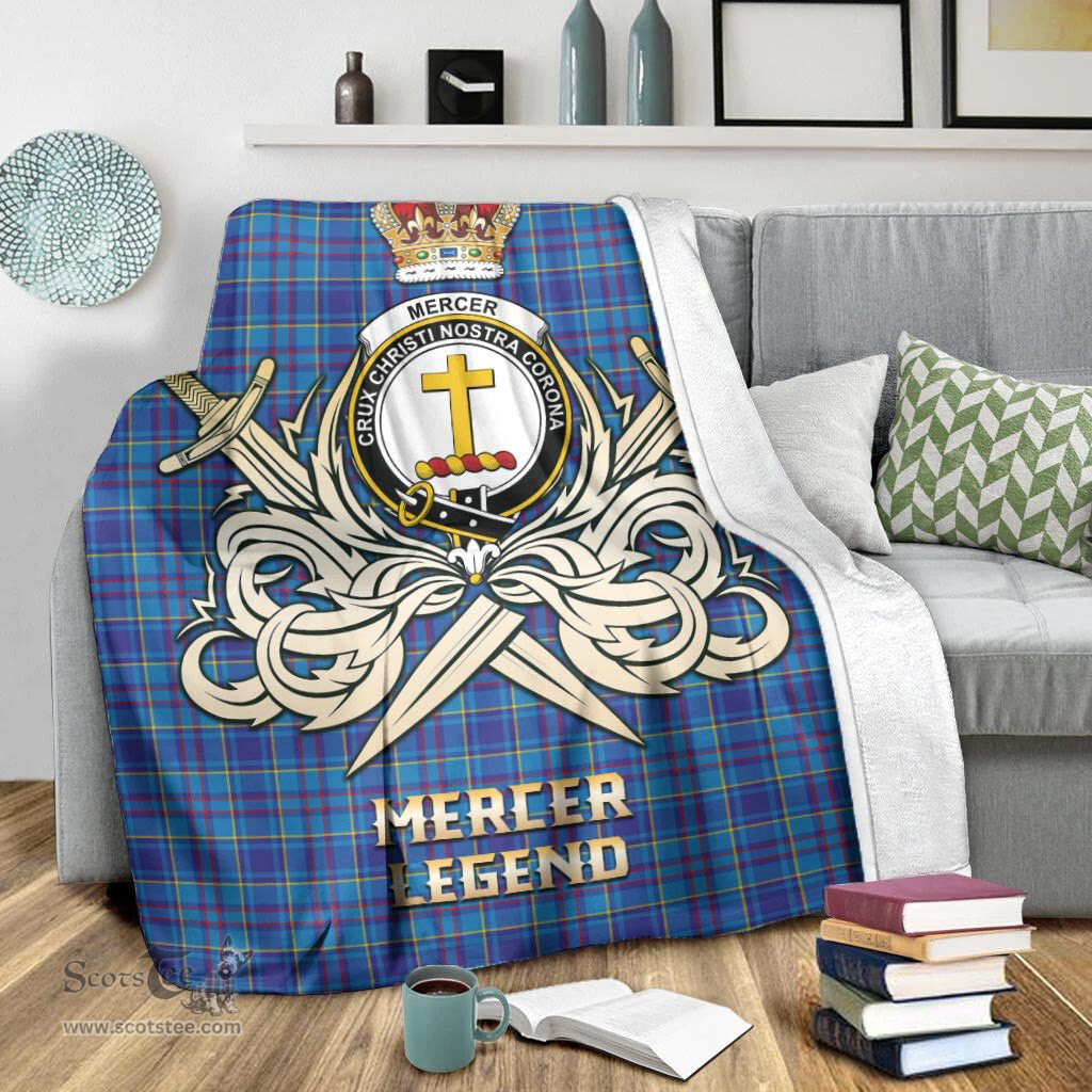 ScotsTee Shop Scottish Mercer Modern Clan Crest Tartan Blanket The Golden Sword of Courageous Legacy Blanket