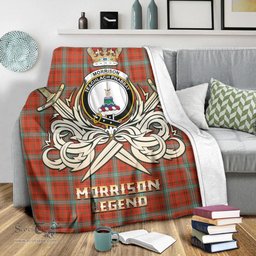 ScotsTee Shop Scottish Morrison Red Ancient Clan Crest Tartan Blanket The Golden Sword of Courageous Legacy Blanket