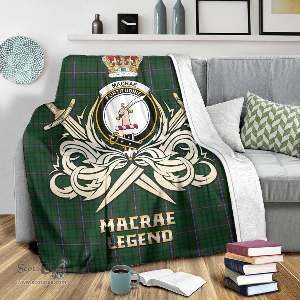 ScotsTee Shop Scottish MacRae Clan Crest Tartan Blanket The Golden Sword of Courageous Legacy Blanket