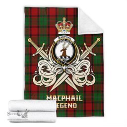 ScotsTee Shop Scottish MacPhail Clan Crest Tartan Blanket The Golden Sword of Courageous Legacy Blanket