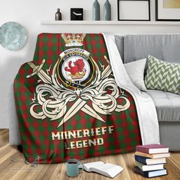 ScotsTee Shop Scottish Moncrieff Clan Crest Tartan Blanket The Golden Sword of Courageous Legacy Blanket