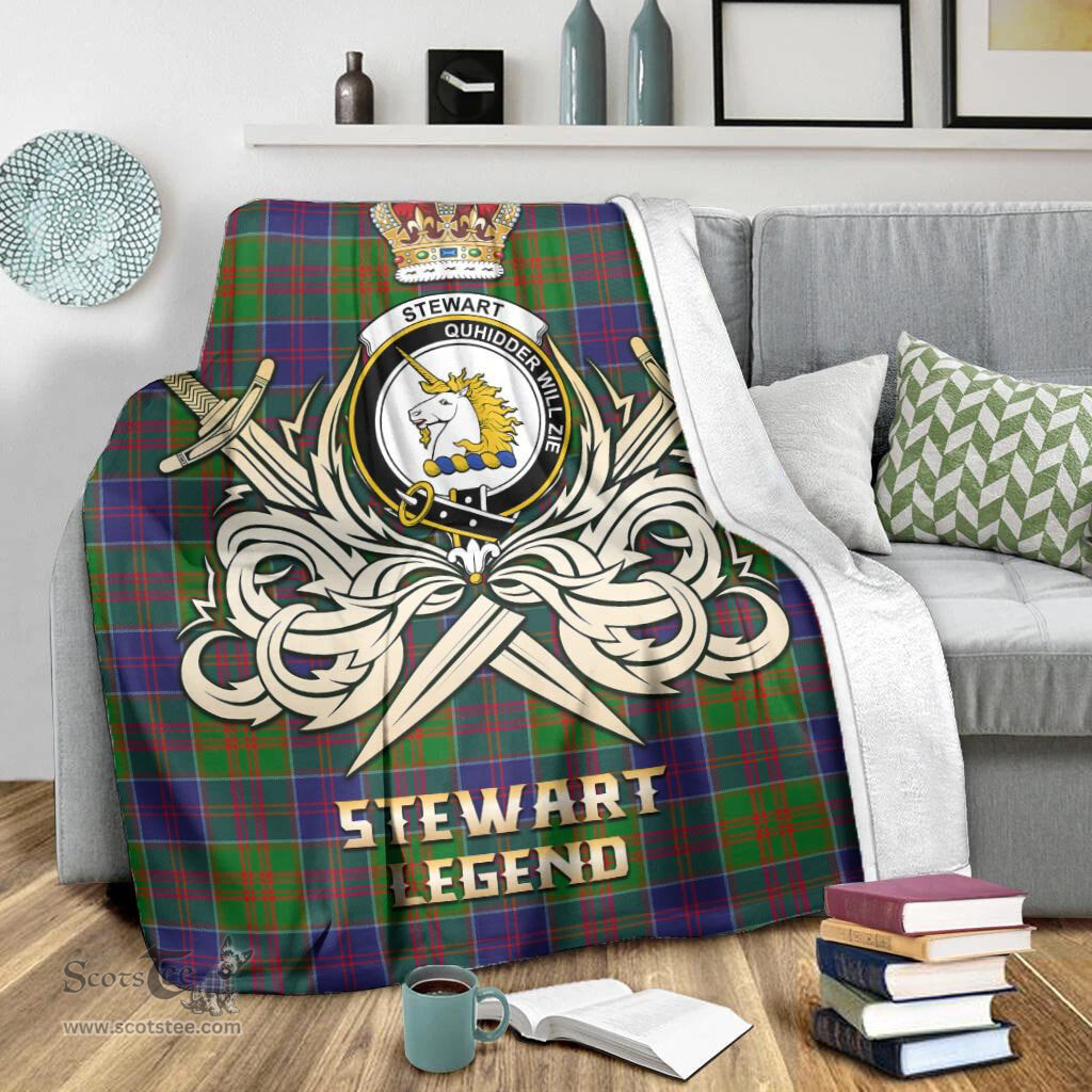 ScotsTee Shop Scottish Stewart of Appin Hunting Modern Clan Crest Tartan Blanket The Golden Sword of Courageous Legacy Blanket