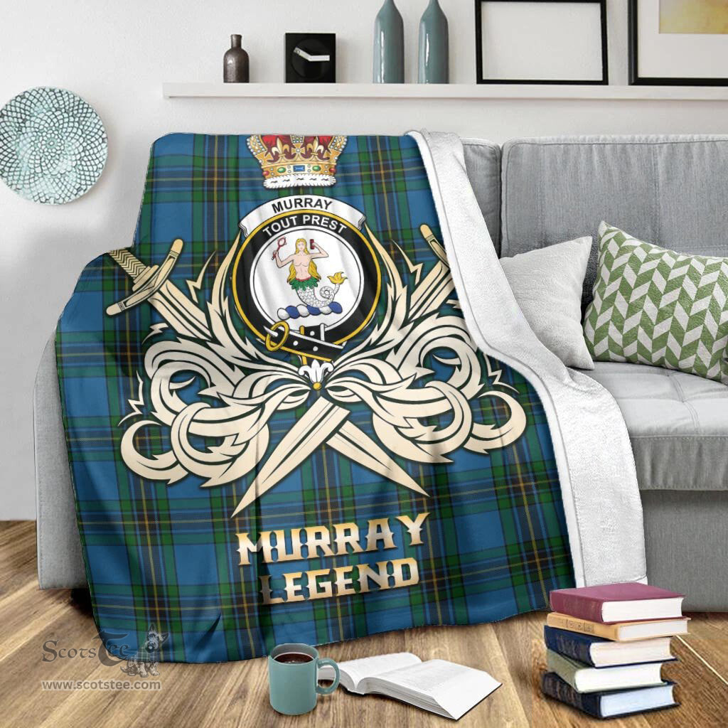 ScotsTee Shop Scottish Murray of Elibank Clan Crest Tartan Blanket The Golden Sword of Courageous Legacy Blanket