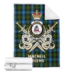 ScotsTee Shop Scottish MacNeil of Barra Clan Crest Tartan Blanket The Golden Sword of Courageous Legacy Blanket