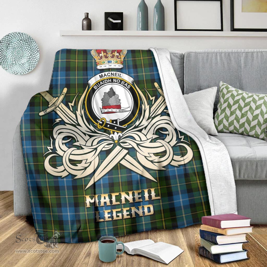 ScotsTee Shop Scottish MacNeil of Barra Clan Crest Tartan Blanket The Golden Sword of Courageous Legacy Blanket
