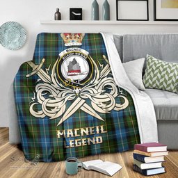 ScotsTee Shop Scottish MacNeil of Barra Clan Crest Tartan Blanket The Golden Sword of Courageous Legacy Blanket
