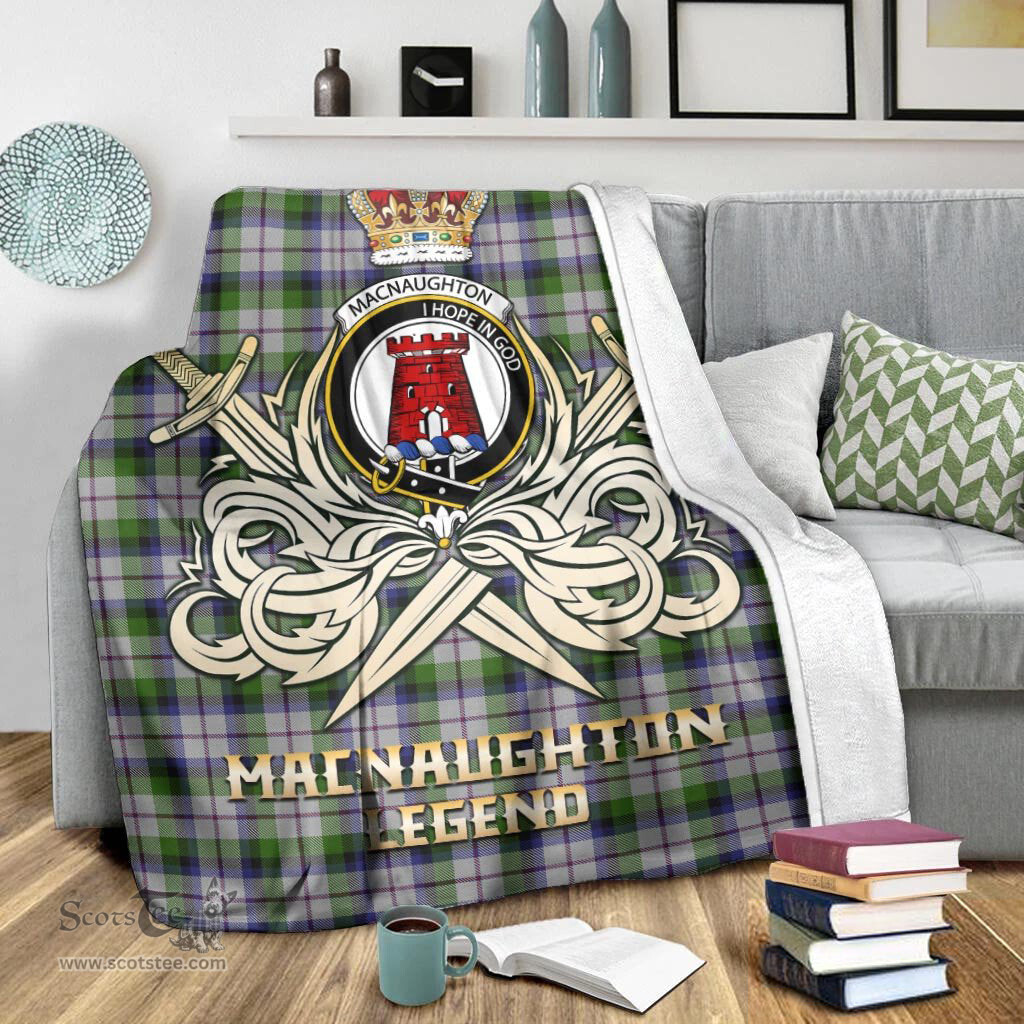 ScotsTee Shop Scottish MacNaughton Dress Clan Crest Tartan Blanket The Golden Sword of Courageous Legacy Blanket
