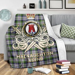 ScotsTee Shop Scottish MacNaughton Dress Clan Crest Tartan Blanket The Golden Sword of Courageous Legacy Blanket