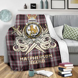 ScotsTee Shop Scottish MacPherson Clan Crest Tartan Blanket The Golden Sword of Courageous Legacy Blanket