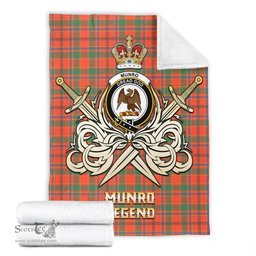 ScotsTee Shop Scottish Munro Ancient Clan Crest Tartan Blanket The Golden Sword of Courageous Legacy Blanket
