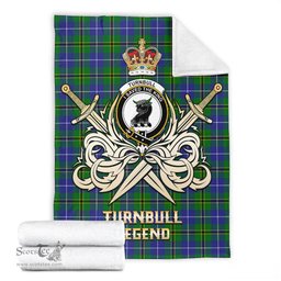 ScotsTee Shop Scottish Turnbull Hunting Clan Crest Tartan Blanket The Golden Sword of Courageous Legacy Blanket