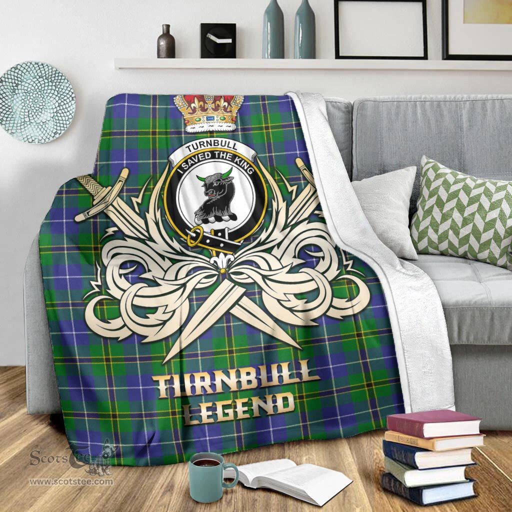 ScotsTee Shop Scottish Turnbull Hunting Clan Crest Tartan Blanket The Golden Sword of Courageous Legacy Blanket