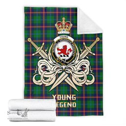 ScotsTee Shop Scottish Young Modern Clan Crest Tartan Blanket The Golden Sword of Courageous Legacy Blanket