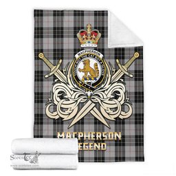 ScotsTee Shop Scottish MacPherson Dress Clan Crest Tartan Blanket The Golden Sword of Courageous Legacy Blanket