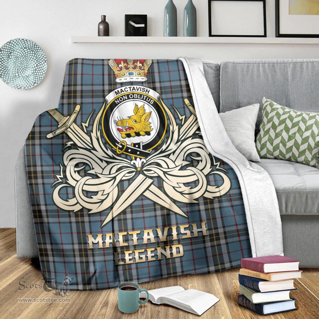 ScotsTee Shop Scottish MacTavish Dress Clan Crest Tartan Blanket The Golden Sword of Courageous Legacy Blanket