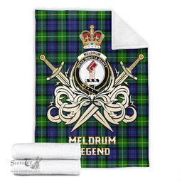 ScotsTee Shop Scottish Meldrum Clan Crest Tartan Blanket The Golden Sword of Courageous Legacy Blanket