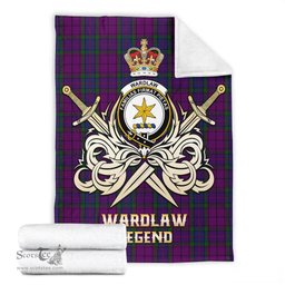 ScotsTee Shop Scottish Wardlaw Clan Crest Tartan Blanket The Golden Sword of Courageous Legacy Blanket