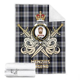 ScotsTee Shop Scottish Menzies Black Dress Clan Crest Tartan Blanket The Golden Sword of Courageous Legacy Blanket