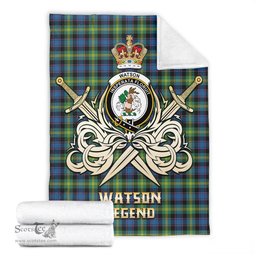 ScotsTee Shop Scottish Watson Ancient Clan Crest Tartan Blanket The Golden Sword of Courageous Legacy Blanket