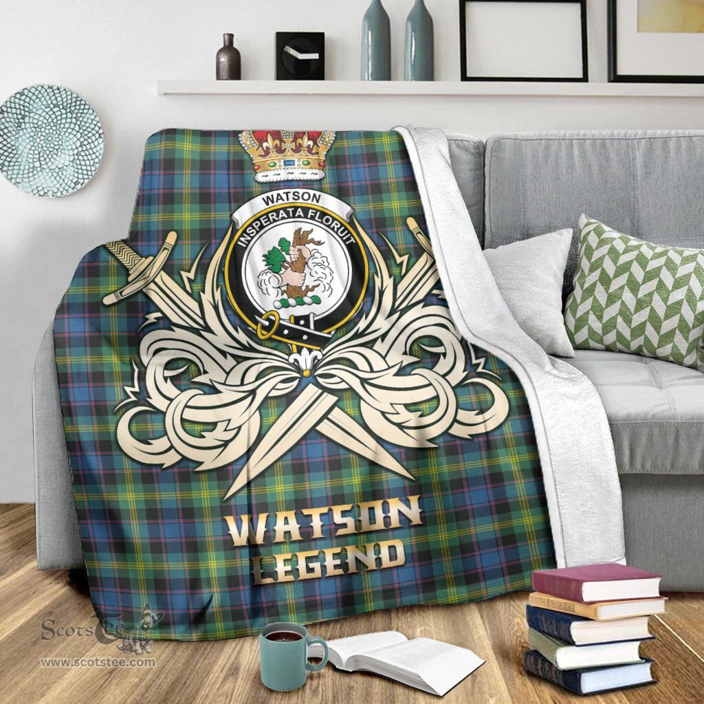 ScotsTee Shop Scottish Watson Ancient Clan Crest Tartan Blanket The Golden Sword of Courageous Legacy Blanket