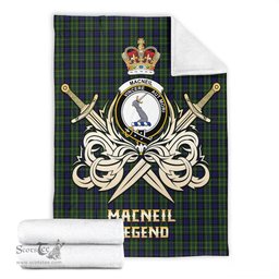 ScotsTee Shop Scottish MacNeil of Colonsay Clan Crest Tartan Blanket The Golden Sword of Courageous Legacy Blanket