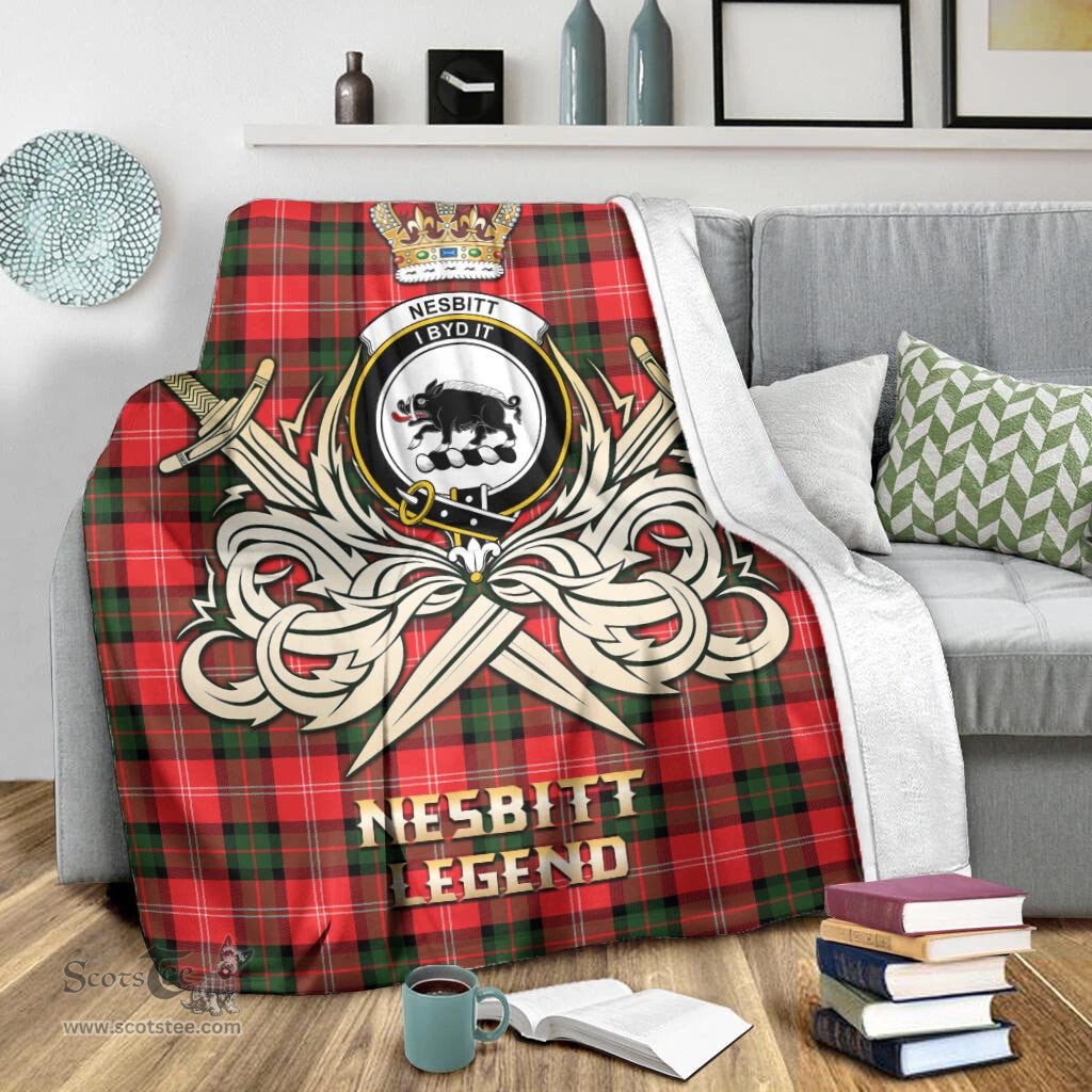 ScotsTee Shop Scottish Nesbitt Modern Clan Crest Tartan Blanket The Golden Sword of Courageous Legacy Blanket