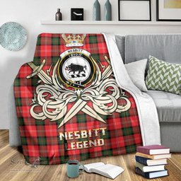 ScotsTee Shop Scottish Nesbitt Modern Clan Crest Tartan Blanket The Golden Sword of Courageous Legacy Blanket