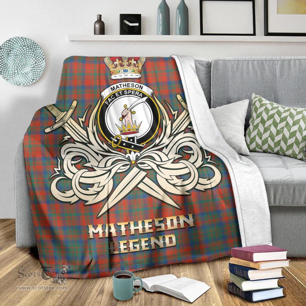ScotsTee Shop Scottish Matheson Ancient Clan Crest Tartan Blanket The Golden Sword of Courageous Legacy Blanket
