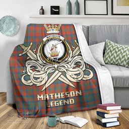 ScotsTee Shop Scottish Matheson Ancient Clan Crest Tartan Blanket The Golden Sword of Courageous Legacy Blanket