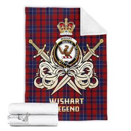 ScotsTee Shop Scottish Wishart Dress Clan Crest Tartan Blanket The Golden Sword of Courageous Legacy Blanket