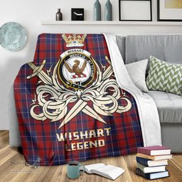 ScotsTee Shop Scottish Wishart Dress Clan Crest Tartan Blanket The Golden Sword of Courageous Legacy Blanket
