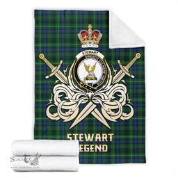 ScotsTee Shop Scottish Stewart Hunting Modern Clan Crest Tartan Blanket The Golden Sword of Courageous Legacy Blanket