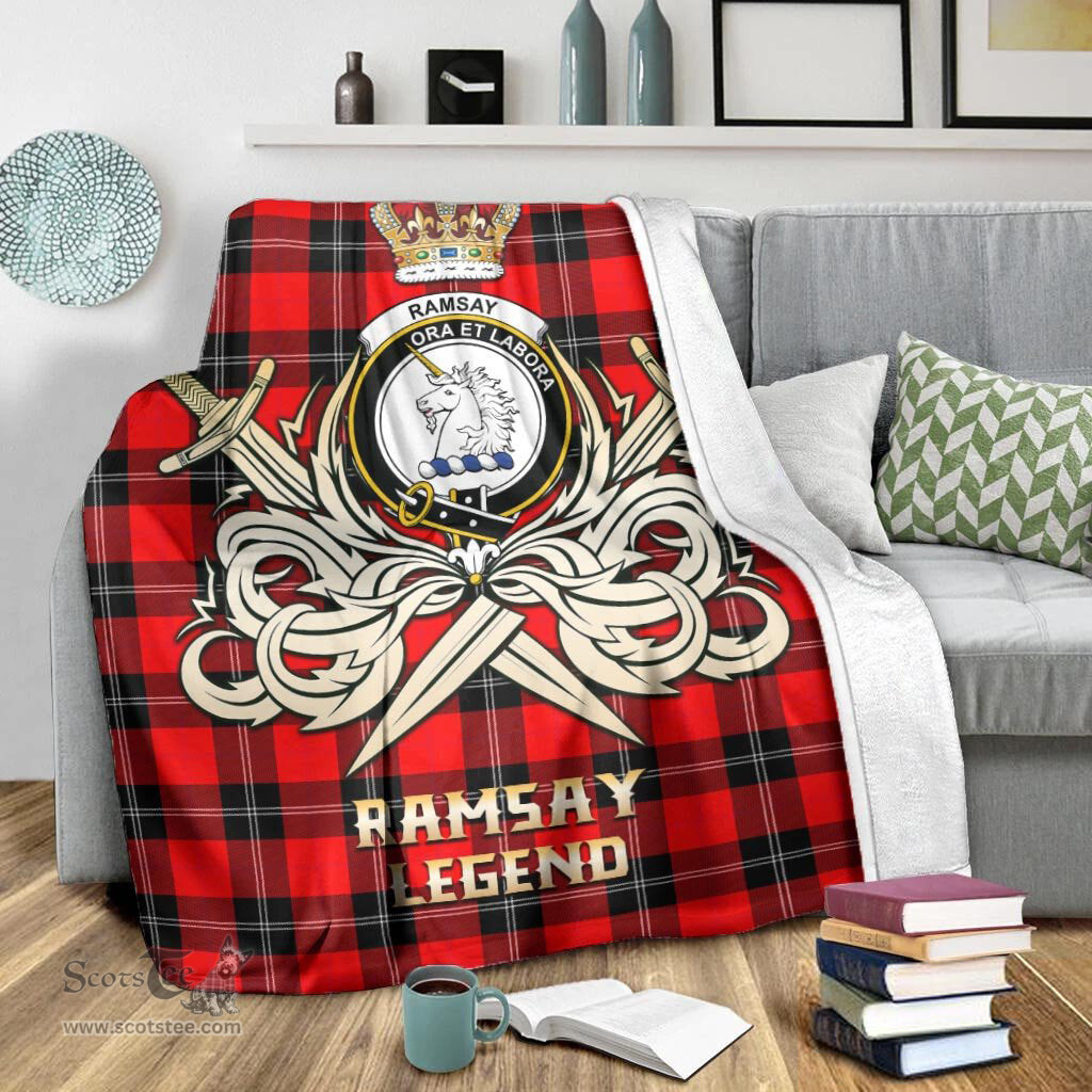 ScotsTee Shop Scottish Ramsay Modern Clan Crest Tartan Blanket The Golden Sword of Courageous Legacy Blanket