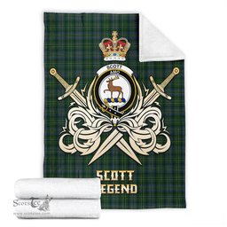 ScotsTee Shop Scottish Scott Hunting Clan Crest Tartan Blanket The Golden Sword of Courageous Legacy Blanket