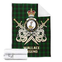 ScotsTee Shop Scottish Wallace Hunting Clan Crest Tartan Blanket The Golden Sword of Courageous Legacy Blanket