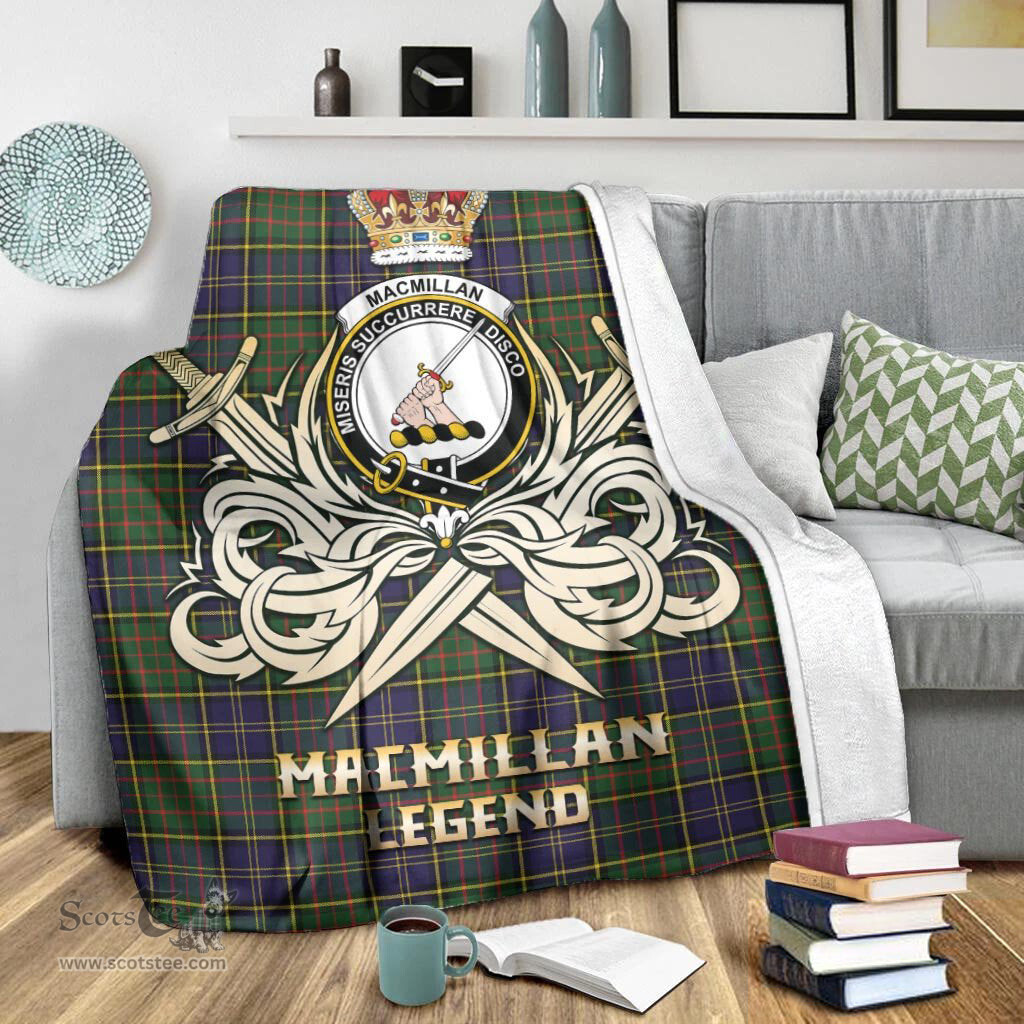 ScotsTee Shop Scottish MacMillan Hunting Modern Clan Crest Tartan Blanket The Golden Sword of Courageous Legacy Blanket