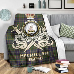 ScotsTee Shop Scottish MacMillan Hunting Modern Clan Crest Tartan Blanket The Golden Sword of Courageous Legacy Blanket