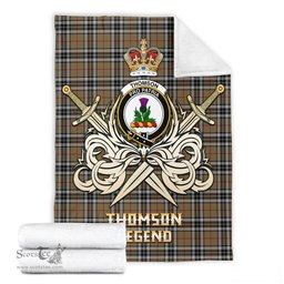 ScotsTee Shop Scottish Thomson Camel Clan Crest Tartan Blanket The Golden Sword of Courageous Legacy Blanket