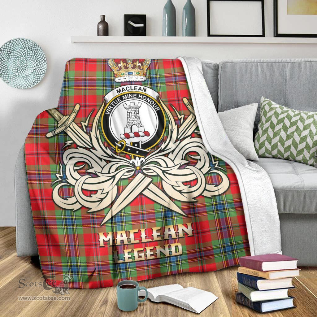 ScotsTee Shop Scottish MacLean of Duart Modern Clan Crest Tartan Blanket The Golden Sword of Courageous Legacy Blanket